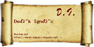 Deák Ignác névjegykártya