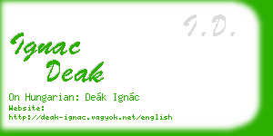 ignac deak business card